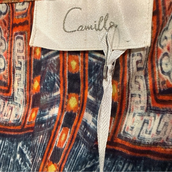 Camilla Trek Of The Nung Multicolor Printed Sheer Boho Blouson Blouse - Picture 2 of 11